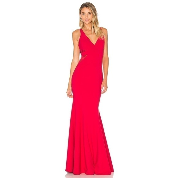 Jay Godfrey Rockefeller Dress Sleeveless V-Neck Evening Gown Maxi Red Size 2 - Picture 2 of 10
